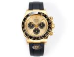 Rolex Daytona 904L Steel 40mm 4131 Movement Ceramic Yellow Gold Face Oysterflex Watch